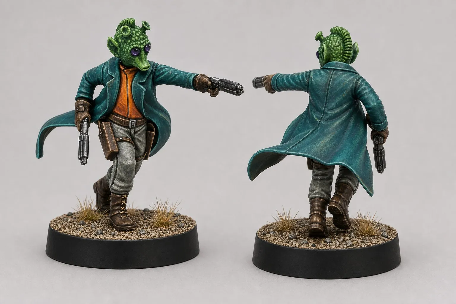 Référence de peinture du Rodien, vues de face et de dos