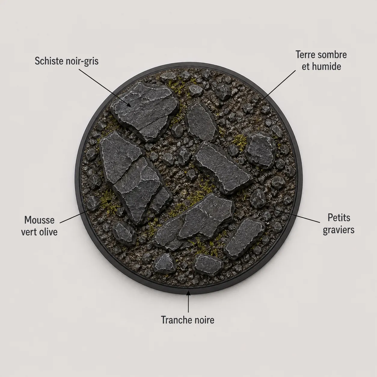 Vue de dessus annotée du socle Tyranide
